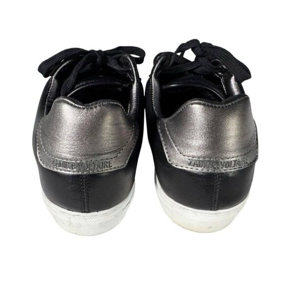 Zadig & Voltaire Women's Sz 37 (6.5) ZV1747 Black Leather Studded Sneakers - Picture 5 of 12